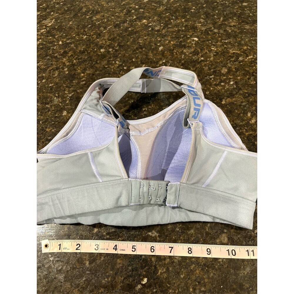 Under Armour Sports Bra Womens Size M Gray Purple Racerback High Support - Picture 3 of 8